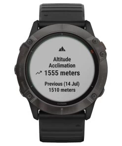 Garmin GPS-Multifunktionsuhr "Fenix 6X Pro Solar" Schwarz/Schiefergrau DLC, Titan-Lünette -Sportbekleidung engelhorn Garmin GPS Multifunktionsuhr Fenix 6X Pro Solar SchwarzSchiefergrau DLC Titan Luenette Detailansicht 03 V1066897E v1