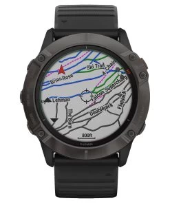 Garmin GPS-Multifunktionsuhr "Fenix 6X Pro Solar" Schwarz/Schiefergrau DLC, Titan-Lünette -Sportbekleidung engelhorn Garmin GPS Multifunktionsuhr Fenix 6X Pro Solar SchwarzSchiefergrau DLC Titan Luenette Detailansicht 05 V1066897E v1